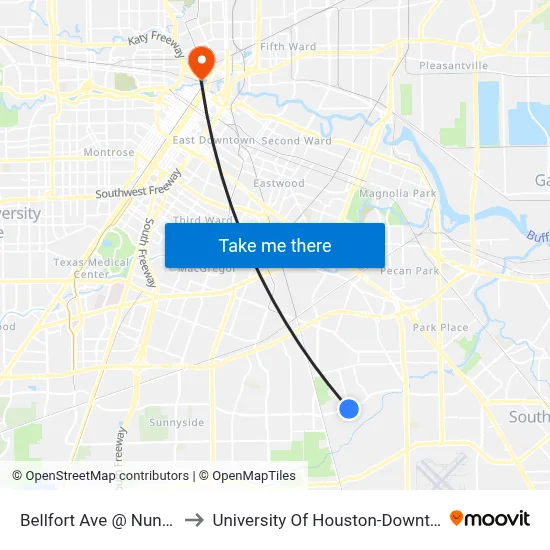 Bellfort Ave @ Nunn St to University Of Houston-Downtown map
