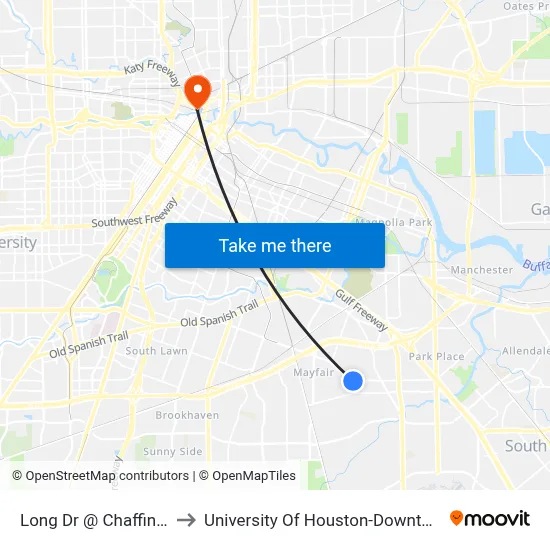 Long Dr @ Chaffin St to University Of Houston-Downtown map