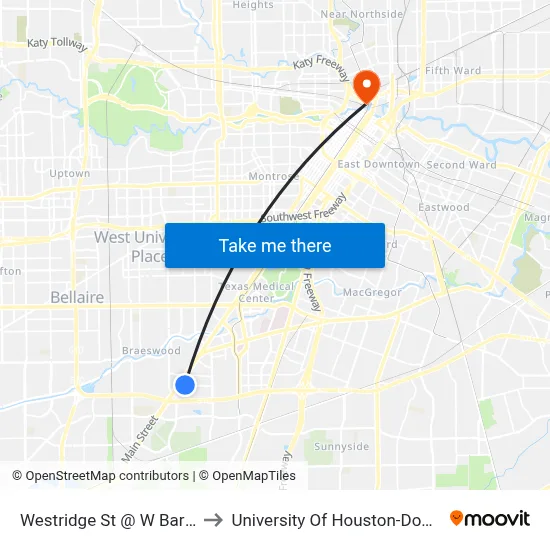 Westridge St @ W Bartell Dr to University Of Houston-Downtown map