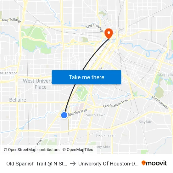 Old Spanish Trail @ N Stadium Dr to University Of Houston-Downtown map