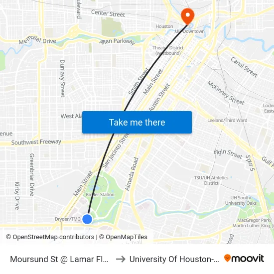 Moursund St @ Lamar Flemming Ave to University Of Houston-Downtown map