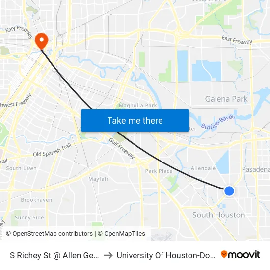 S Richey St @ Allen Genoa Rd to University Of Houston-Downtown map