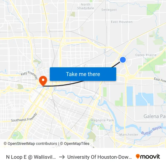 N Loop E @ Wallisville Rd to University Of Houston-Downtown map