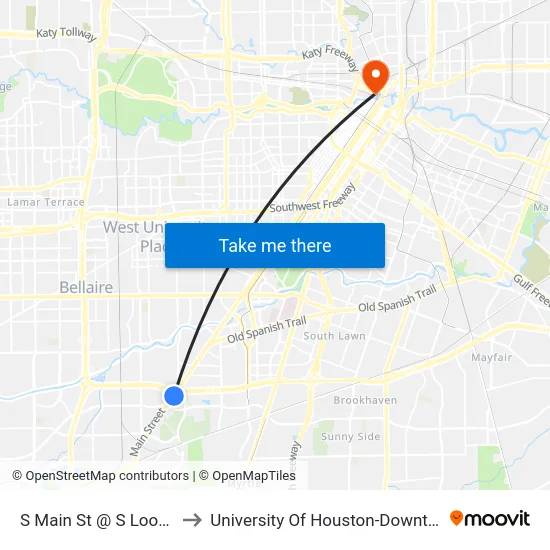 S Main St @ S Loop W to University Of Houston-Downtown map
