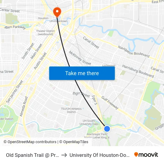 Old Spanish Trail @ Produce to University Of Houston-Downtown map