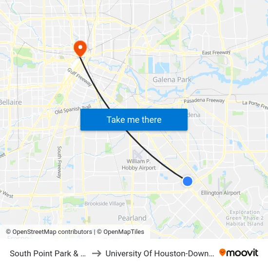 South Point Park & Ride to University Of Houston-Downtown map