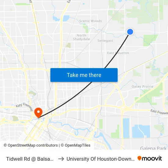 Tidwell Rd @ Balsam Ln to University Of Houston-Downtown map