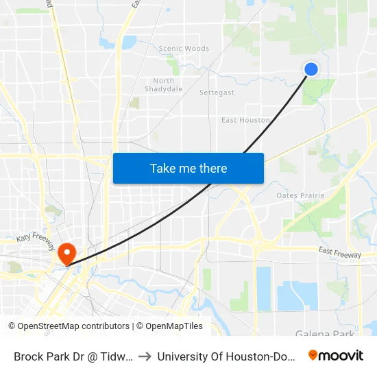 Brock Park Dr @ Tidwell Rd to University Of Houston-Downtown map