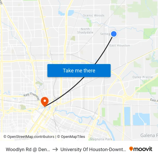 Woodlyn Rd @ Denton to University Of Houston-Downtown map