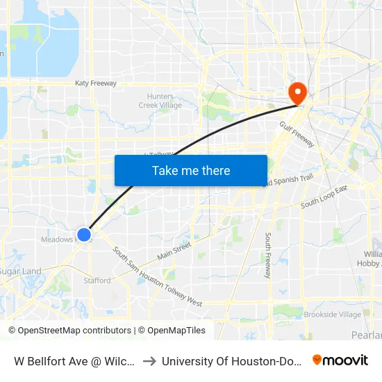 W Bellfort Ave @ Wilcrest Dr to University Of Houston-Downtown map