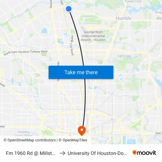 Fm 1960 Rd @ Millstone Dr to University Of Houston-Downtown map