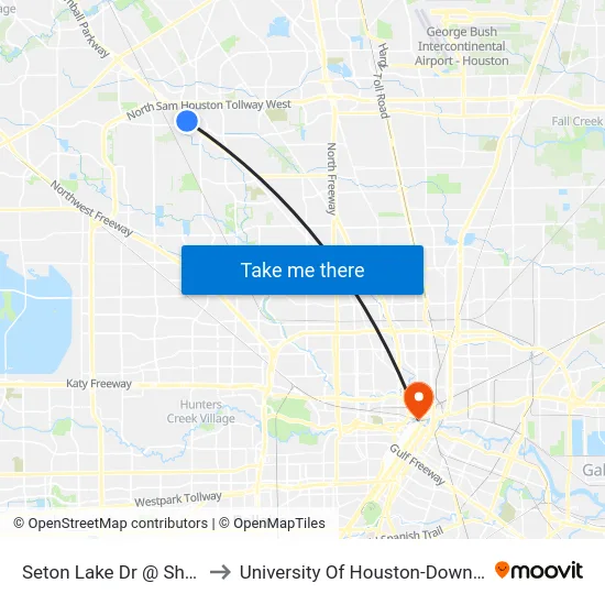 Seton Lake Dr @ Sh 249 to University Of Houston-Downtown map