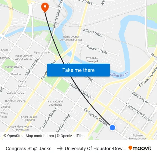 Congress St @ Jackson St to University Of Houston-Downtown map