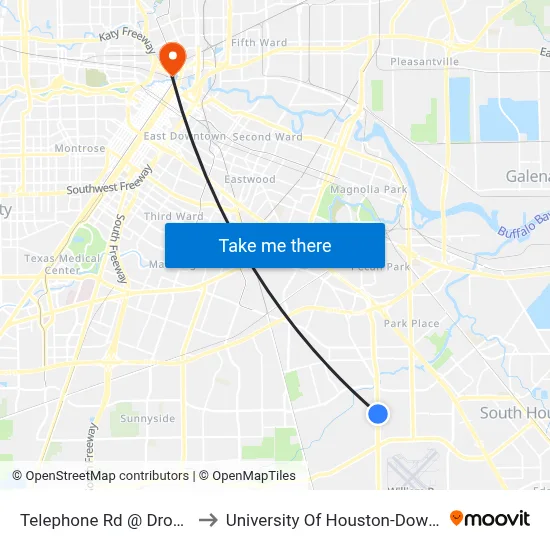 Telephone Rd @ Drouet St to University Of Houston-Downtown map