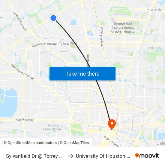 Sylvanfield Dr @ Torrey Chase Blvd to University Of Houston-Downtown map