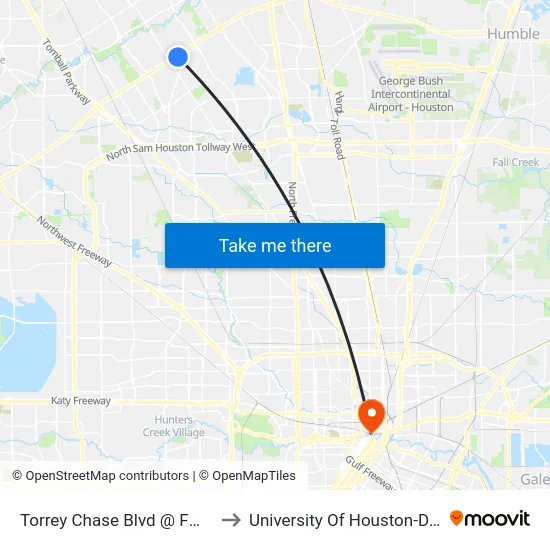Torrey Chase Blvd @ Fm 1960 Rd to University Of Houston-Downtown map