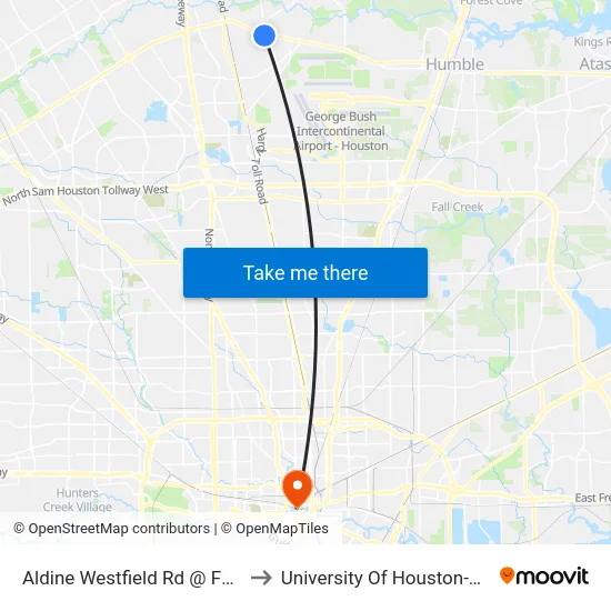 Aldine Westfield Rd @ Fm 1960 Rd to University Of Houston-Downtown map