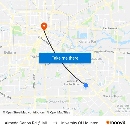 Almeda Genoa Rd @ Minnesota St to University Of Houston-Downtown map