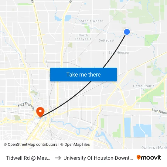 Tidwell Rd @ Mesa Dr to University Of Houston-Downtown map