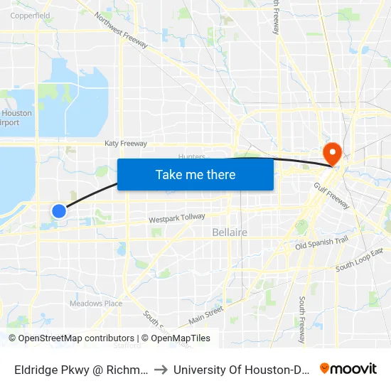 Eldridge Pkwy @ Richmond Ave to University Of Houston-Downtown map