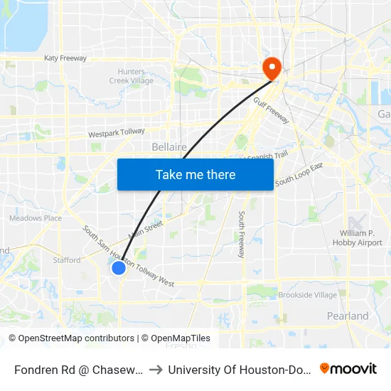 Fondren Rd @ Chasewood Dr to University Of Houston-Downtown map