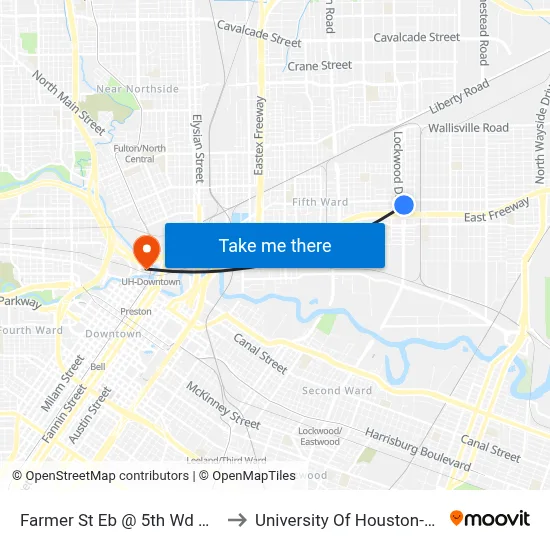 Farmer St Eb @ 5th Wd Dnvr Hrb Tc to University Of Houston-Downtown map