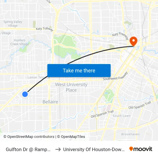 Gulfton Dr @ Rampart St to University Of Houston-Downtown map