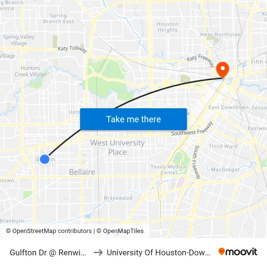 Gulfton Dr @ Renwick Dr to University Of Houston-Downtown map