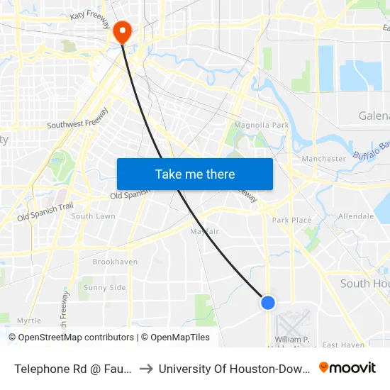 Telephone Rd @ Fauna St to University Of Houston-Downtown map