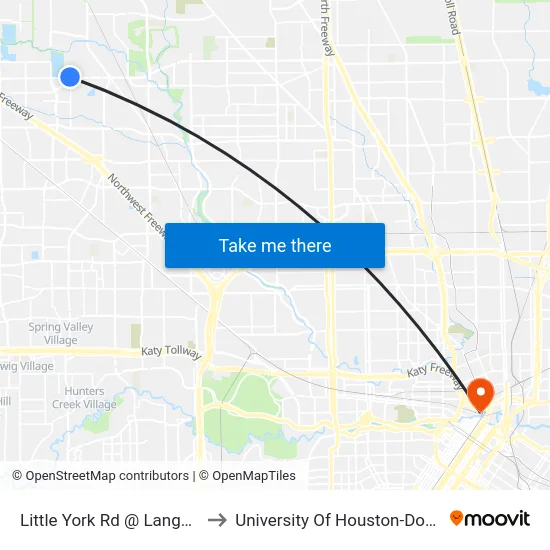 Little York Rd @ Langfield Rd to University Of Houston-Downtown map