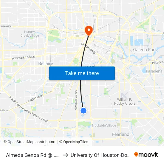 Almeda Genoa Rd @ Land Rd to University Of Houston-Downtown map
