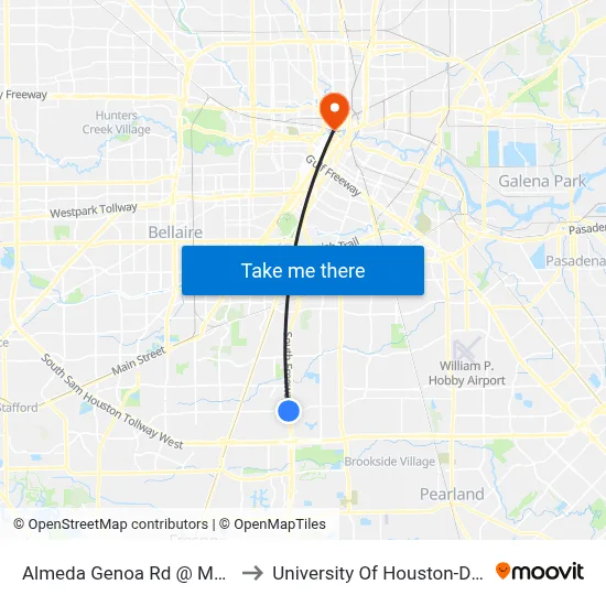Almeda Genoa Rd @ Mcgrath Rd to University Of Houston-Downtown map