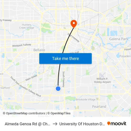 Almeda Genoa Rd @ Chiswick Rd to University Of Houston-Downtown map