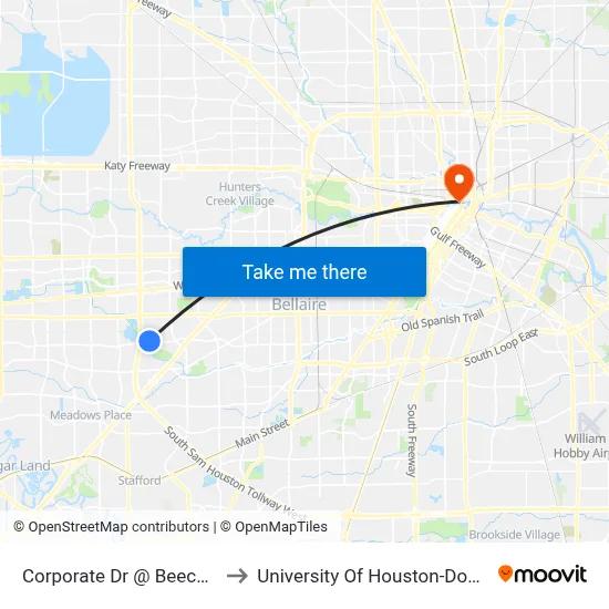 Corporate Dr @ Beechnut St to University Of Houston-Downtown map