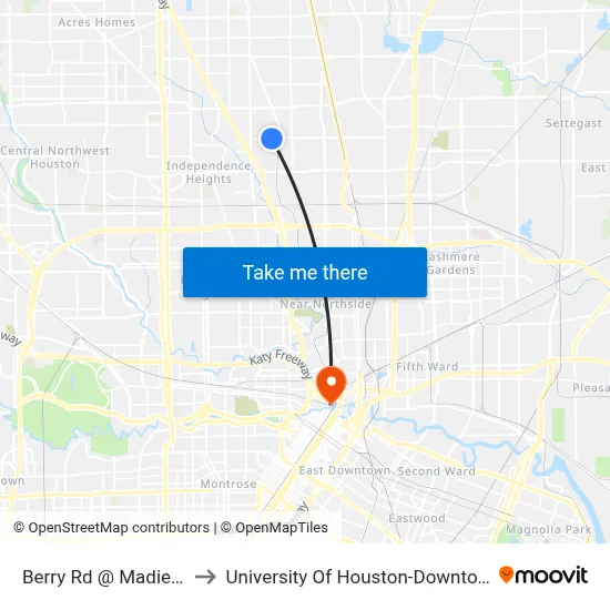 Berry Rd @ Madie Dr to University Of Houston-Downtown map