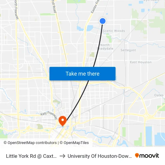 Little York Rd @ Caxton St to University Of Houston-Downtown map