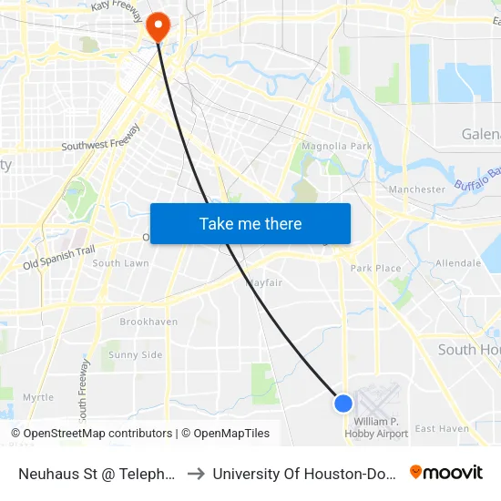 Neuhaus St @ Telephone Rd to University Of Houston-Downtown map