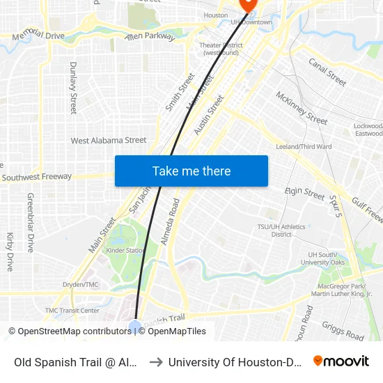 Old Spanish Trail @ Almeda Rd to University Of Houston-Downtown map