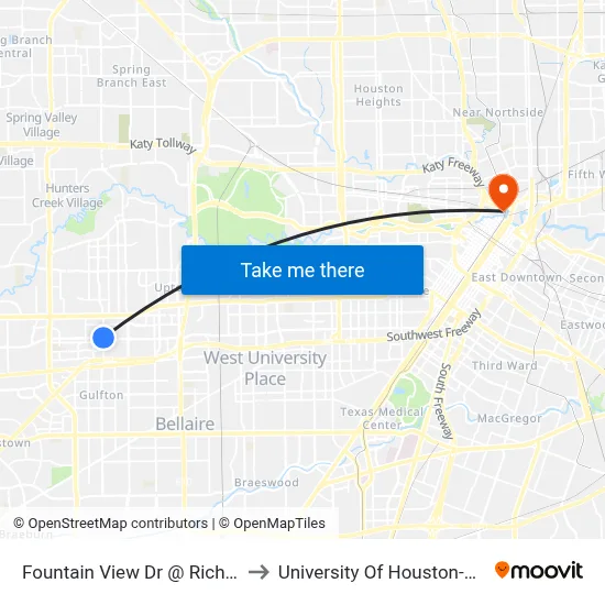 Fountain View Dr @ Richmond Ave to University Of Houston-Downtown map