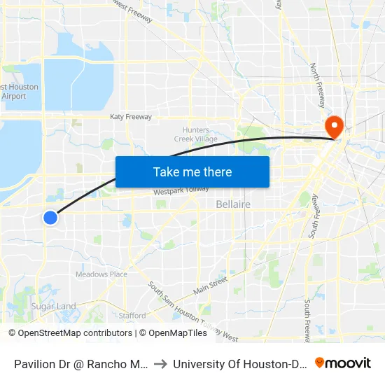Pavilion Dr @ Rancho Mission Dr to University Of Houston-Downtown map