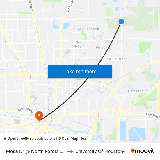 Mesa Dr @ North Forest High School to University Of Houston-Downtown map