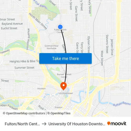 Fulton/North Central to University Of Houston-Downtown map