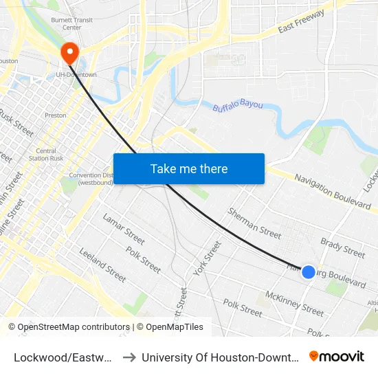 Lockwood/Eastwood to University Of Houston-Downtown map