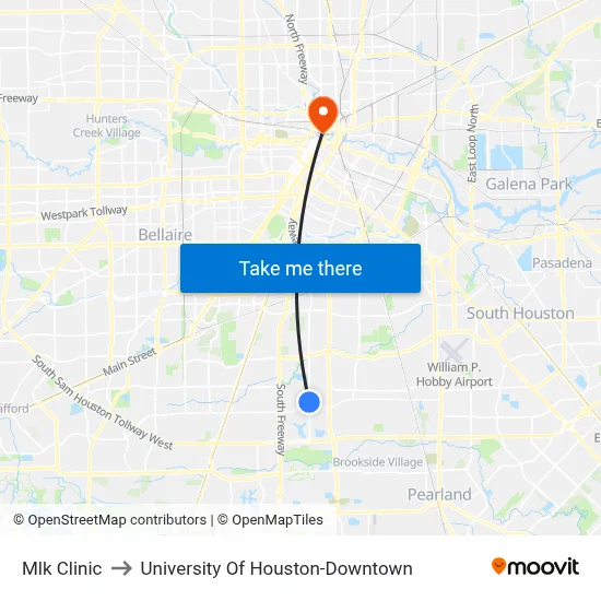 Mlk Clinic to University Of Houston-Downtown map