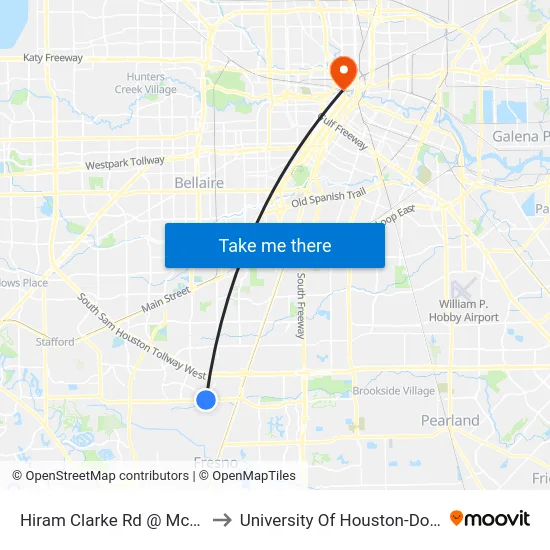 Hiram Clarke Rd @ Mchard Rd to University Of Houston-Downtown map