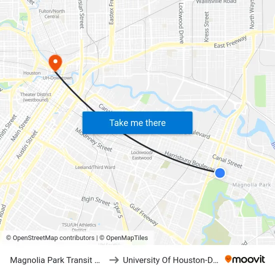 Magnolia Park Transit Center Eb to University Of Houston-Downtown map