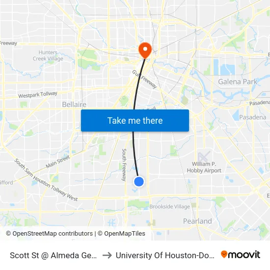 Scott St @ Almeda Genoa Rd to University Of Houston-Downtown map