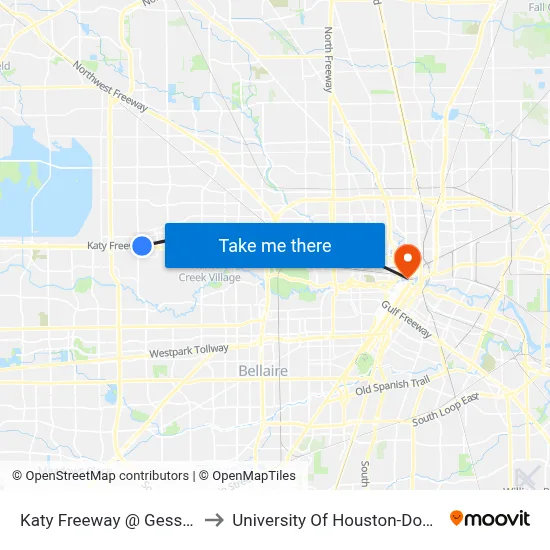 Katy Freeway @ Gessner Rd to University Of Houston-Downtown map