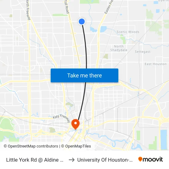 Little York Rd @ Aldine Westfield * to University Of Houston-Downtown map