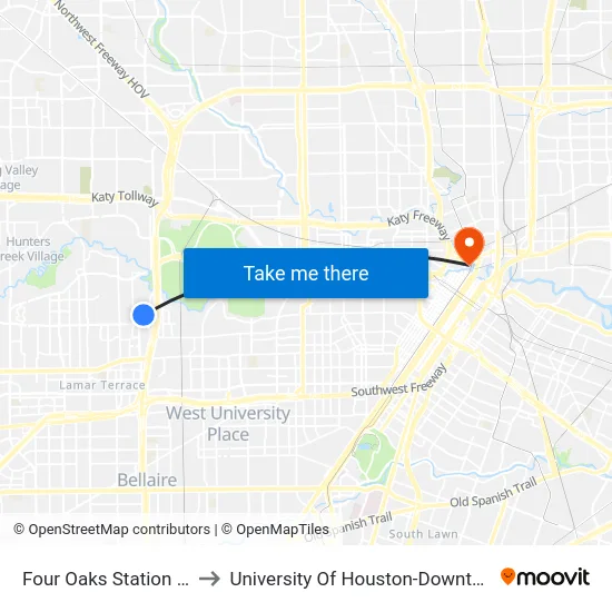 Four Oaks Station Nb to University Of Houston-Downtown map